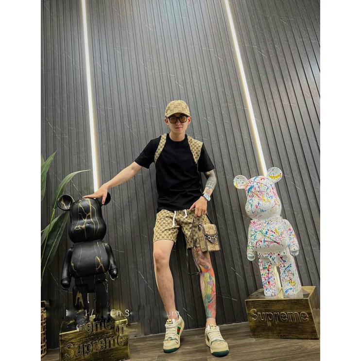 Bộ Phông Áo Cộc Tay In Phối Chữ Vai - Quần Short Kaki Túi Bên,Phong Cách Trẻ Trung Lịch Sự Mẫu Mới 2023