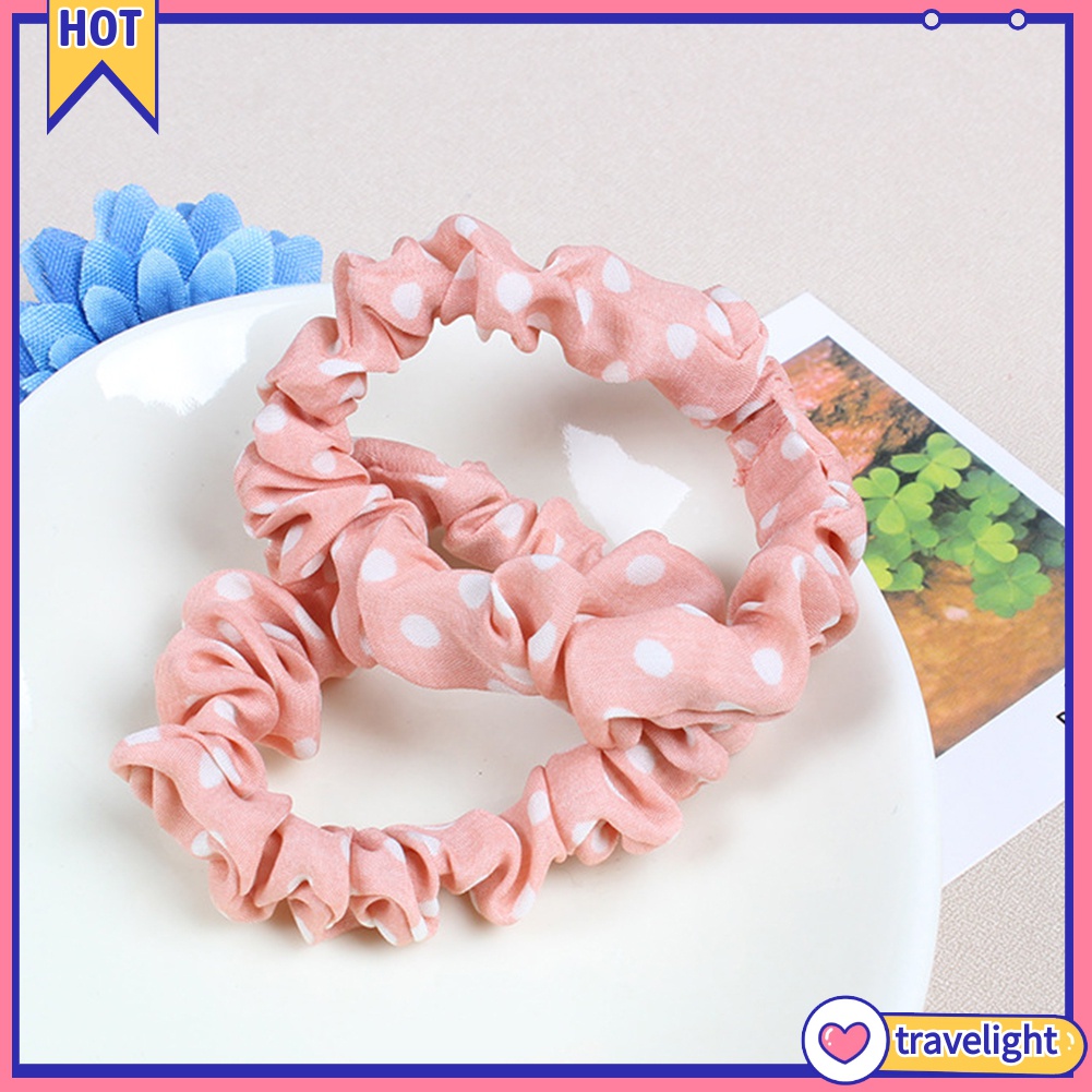 (Hàng Mới Về) Set 10 Dây Buộc Tóc Co Giãn Họa Tiết Chấm Bi Dễ Thương Cho Nữ