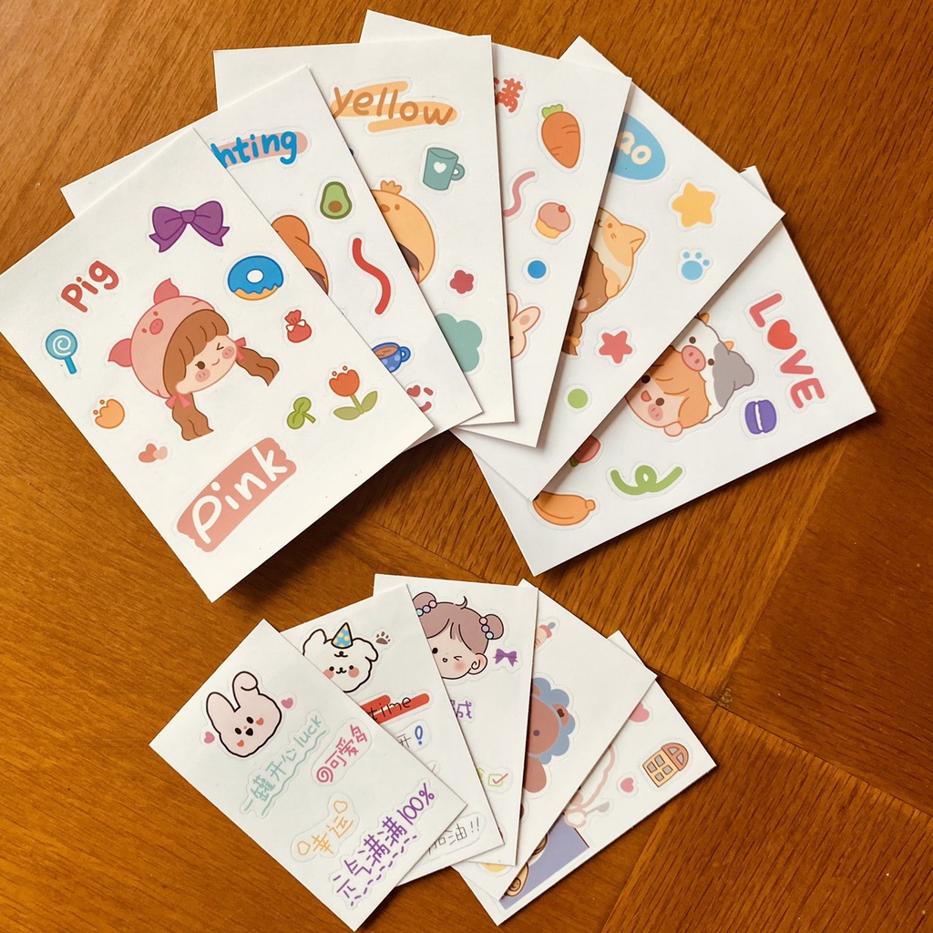 [THANH LÝ] Sticker cô gái dễ thương xinh xắn hình nhãn dán ghi chú
