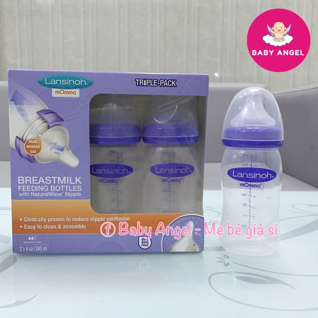 [Được chọn núm] Bình sữa Lansinoh 160ml 240ml