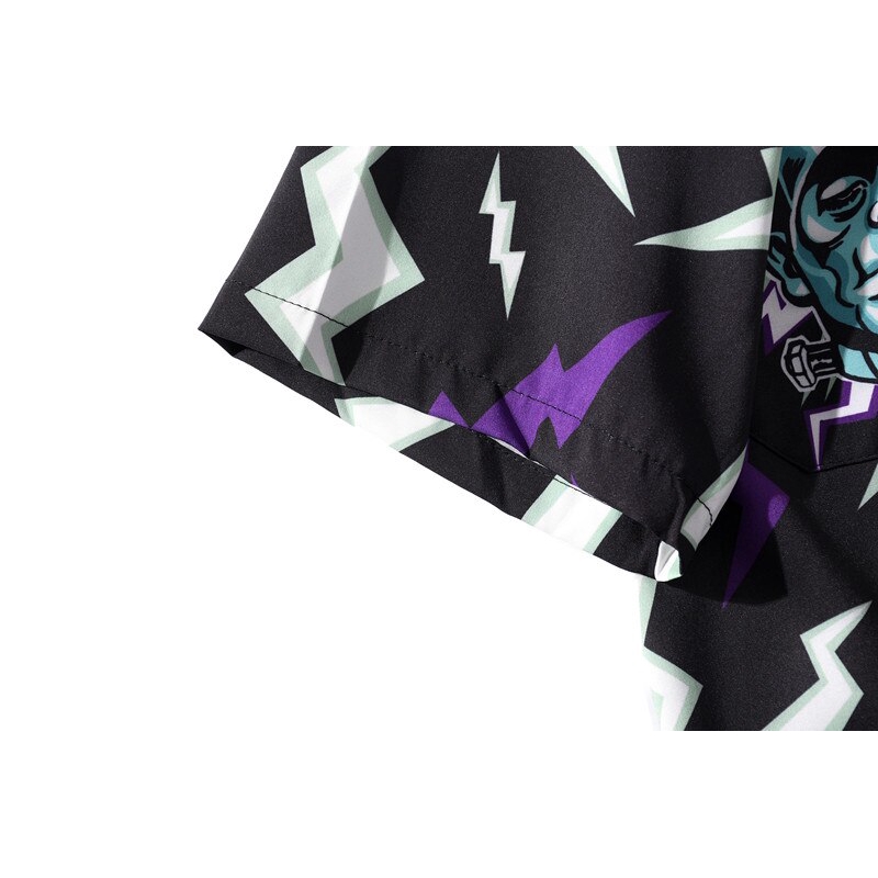 Áo Sơ Mi Tay Dài Dáng Rộng In Họa Tiết Tia Chớp Phong Cách Hip Hop Thời Trang Mùa Hè 2020 Cho Nam