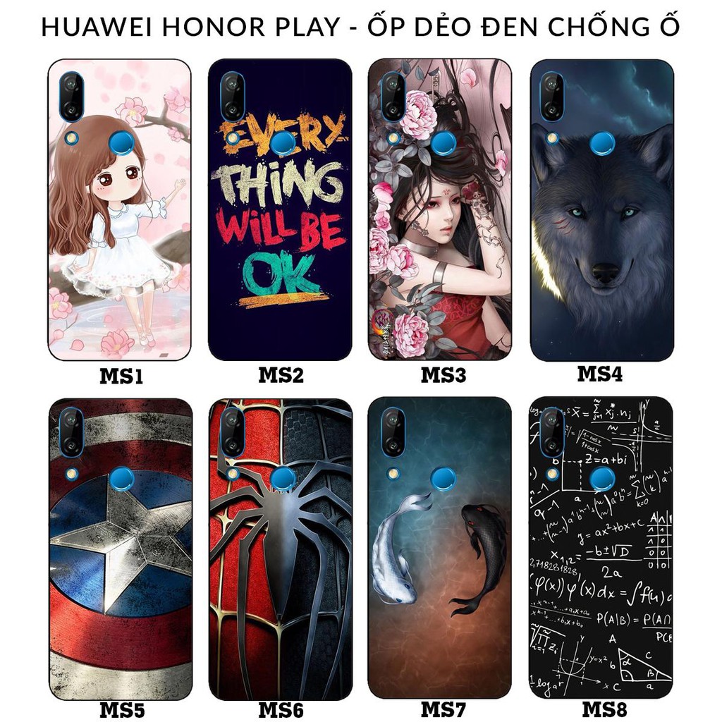 Ốp lưng Huawei Honor Play dẻo đen in hình Phần B
