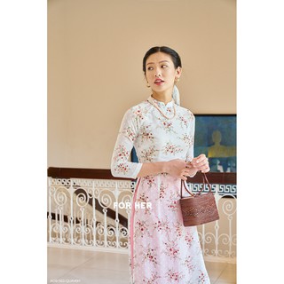 Áo dài cách tân hoa trắng ad01502