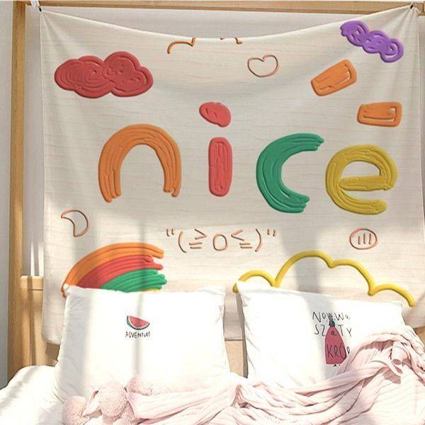 Tranh Vải canvas treo tường trang trí Phòng Ngủ Ký Túc Xá In Chữ Hoạt Hình