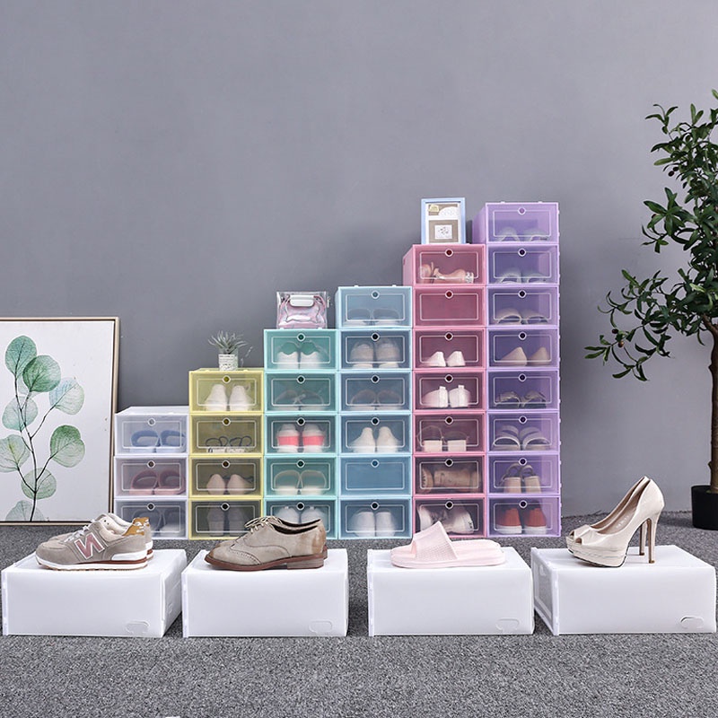 Hộp Đựng Giày Bằng Nhựa Nhiều Màu Cỡ Lớn Có Thể Xếp Chồng Lên Nhau Tiện Dụng Cho Gia Đình