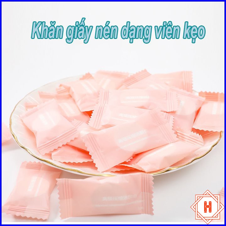 Gói 50 Khăn Giấy Nén Dạng Viên Kẹo Tiện Lợi { H }