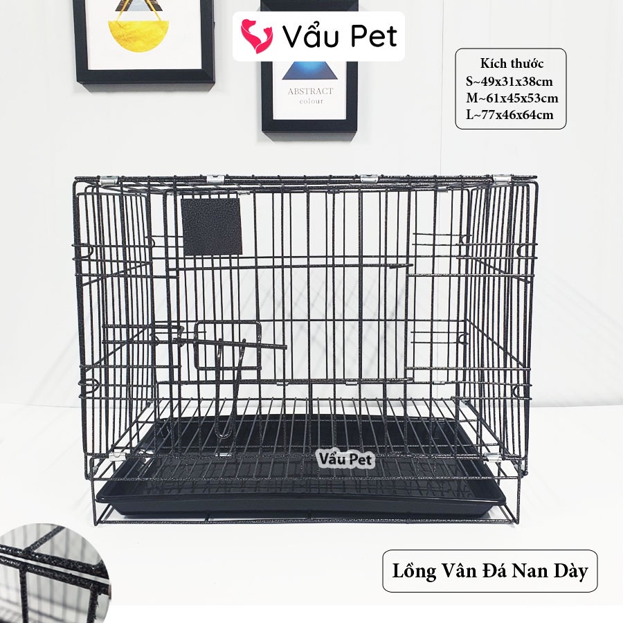 Chuồng chó mèo sơn tĩnh điện - Lồng cho chó mèo gấp gọn size S Vẩu Pet Shop