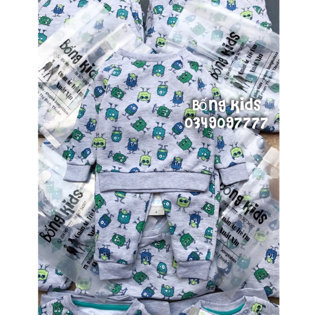 Bộ Nỉ Bé Trai Thú Monster Ghi PR