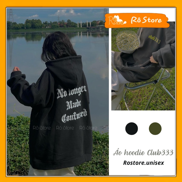 Áo hoodie nỉ bông CLUB333 form rộng unisex tay bồng mũ 2 lớp chất liệu nỉ lót bông cao cấp Rô Store HD20
