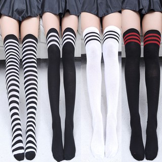 Vớ cotton dài họa tiết sọc thời trang cho nữ