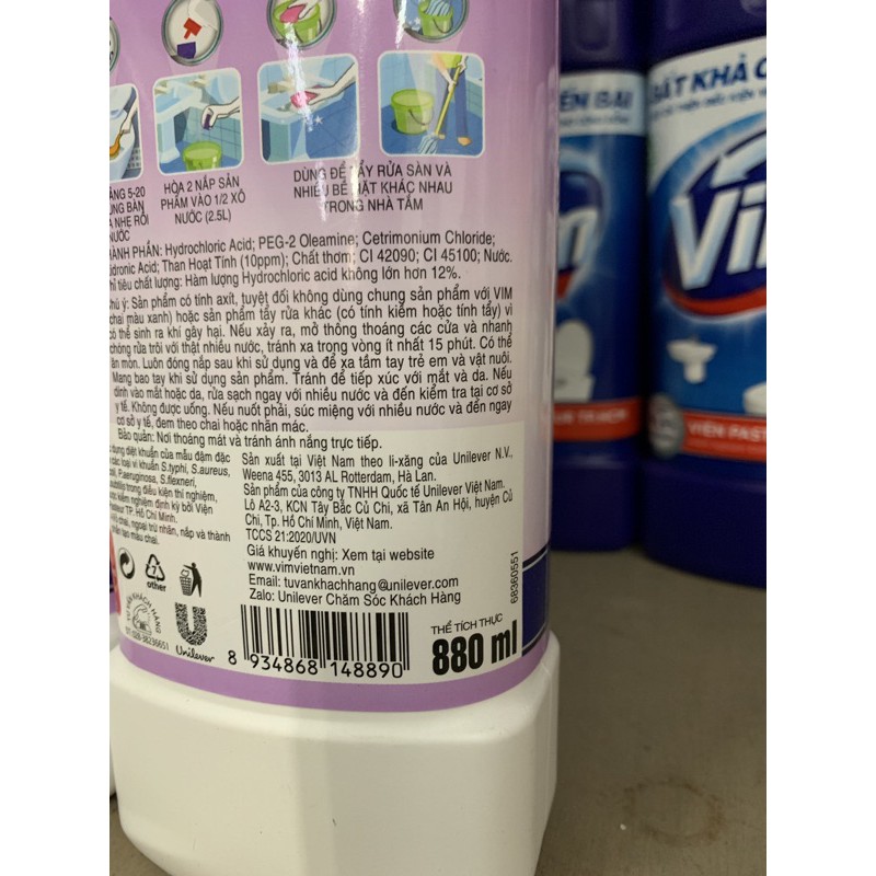 Gel Tẩy rửa Bồn cầu và Nhà tắm Vim Trắng Sáng Hương 880ml