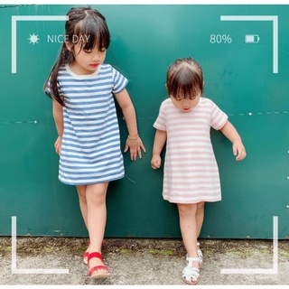 Đầm thun sọc suông Muji - xuất dư bé gái