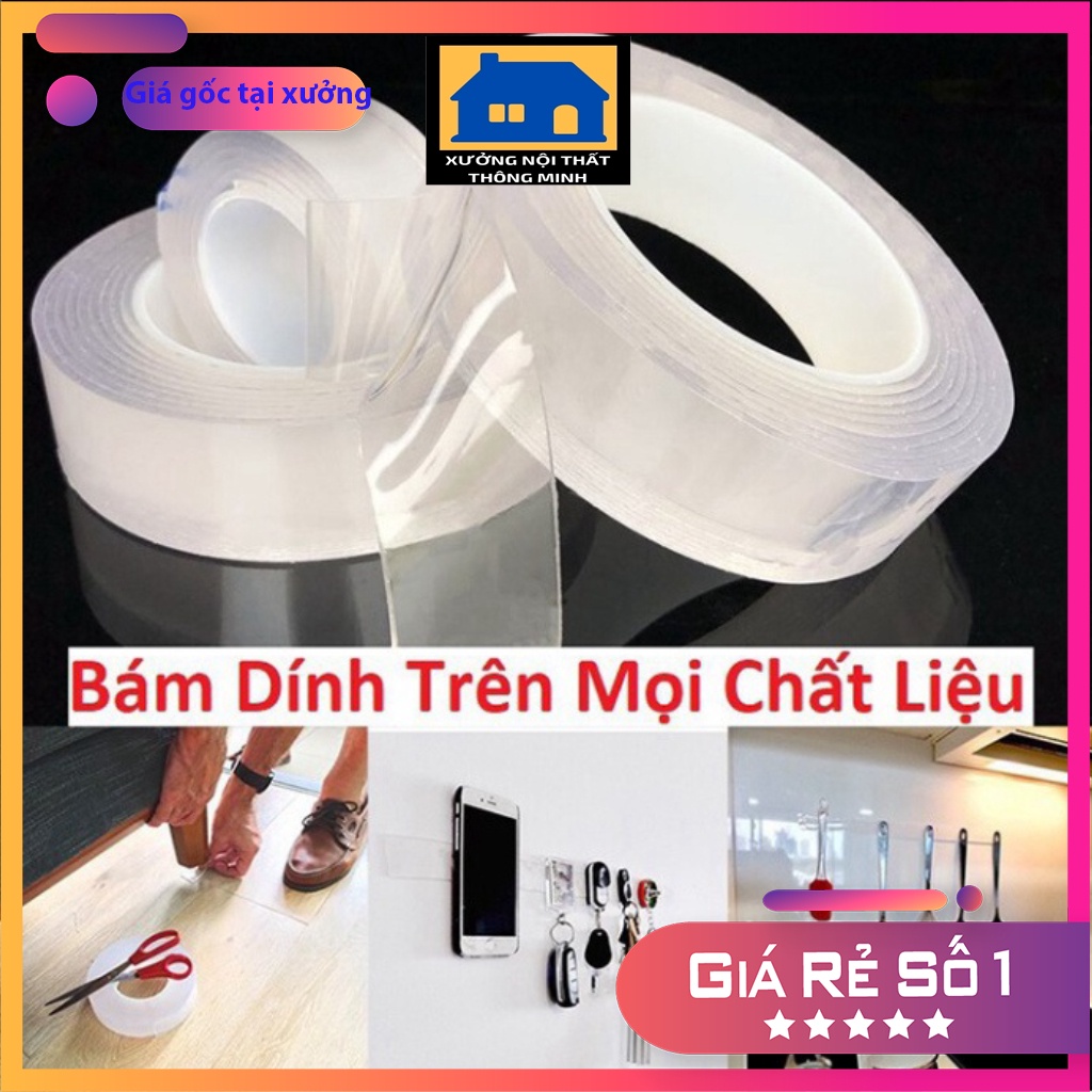 Băng keo dán dính trắng và hai, 2 mặt đa năng trong suốt 3m Dày 1mm 2mm siêu dính supercheap- Kanta store