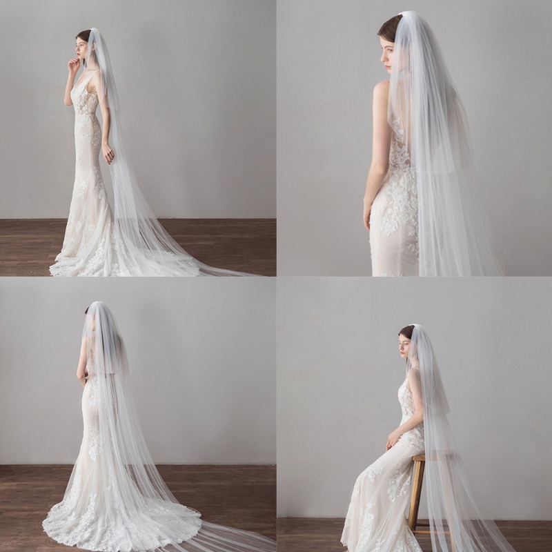 Mạng Che Mặt 2 Lớp Bằng Vải Tuyn Dài 118 Cho Cô Dâu