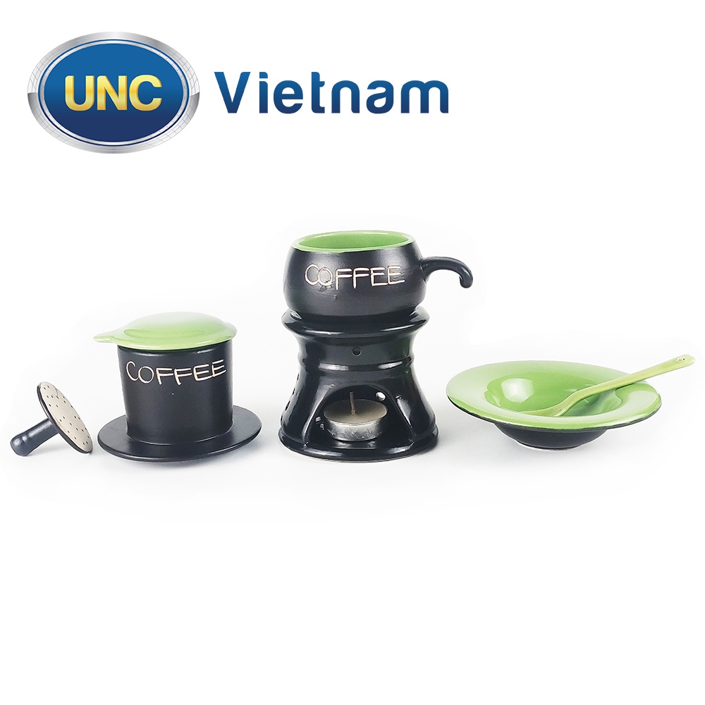 Bộ Phin Cà Phê Sứ UNC Việt Nam - Sử dụng chân đốt giữ nhiệt, nhiều màu sắc, đủ món, pha cafe sẽ ngon hơn.