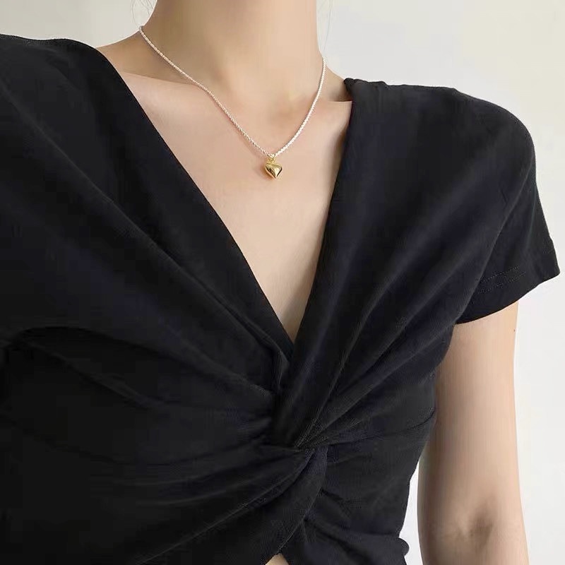 Vòng cổ Mặt Trái Tim Đính Đá Lấp Lánh Sang Trọng