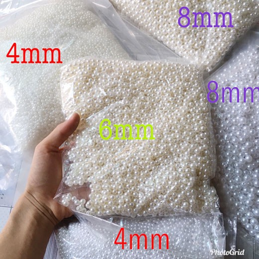 SỈ LOẠI TỐT: Cườm nhựa giả ngọc trai size 4-14mm làm túi xách đính áo