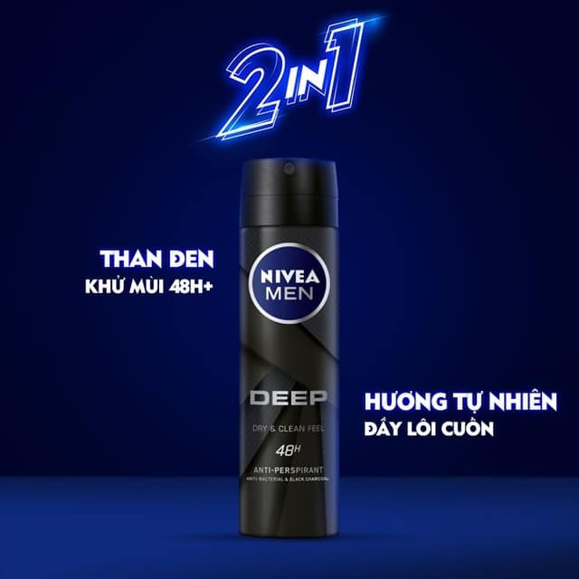 Xịt ngăn mùi Nivea Men than hoạt tính 150ml