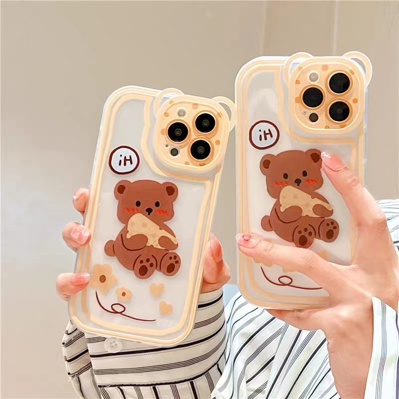 Ốp Điện Thoại TPU Silicon Mềm Trong Suốt Hình Gấu Cho IPhone 13 11 12 Pro Max XS/ XR/ X/ 7/ 8/6S Plus