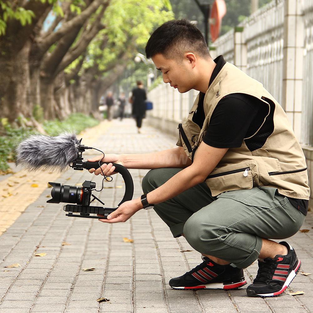 PULUZ PU3005 C-shaped Camera Bracket Video Handle DV Brackets Steadicam U Shape Stabilizer Grip Stabilizing Tool for DSLR DV Camera Enhance Stability of Video Filming