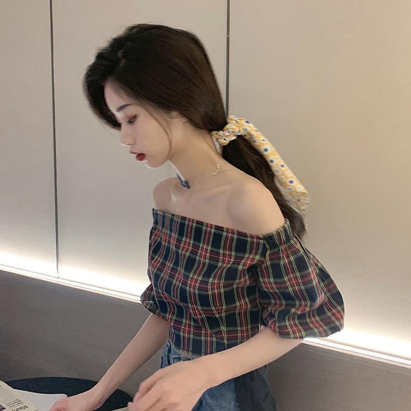 Áo Sơ Mi Kẻ Sọc Ca Rô Cổ Trái Tim Nhỏ Thiết Kế Cổ Điển Mùa Hè Thiết Kế Mới Dành Cho Nữ