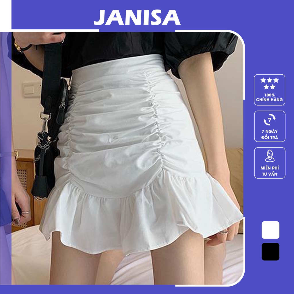 Chân váy chữ A xếp ly công sở ngắn lưng cao JANISA CV15
