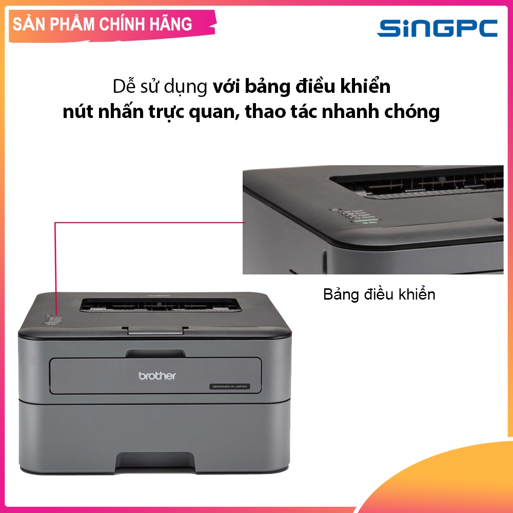 Máy in Laser Đen trắng Brother HL-L2321D A4+30 trang/1 phút, 600dpi, khay giấy 250 tờ, Đảo mặt tự động - Hàng Chính Hãng