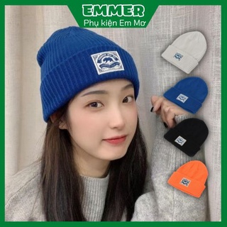 Mũ len nam nữ, nón beanie unisex phong cách hàn quốc ulzzang gắn logo Emmer