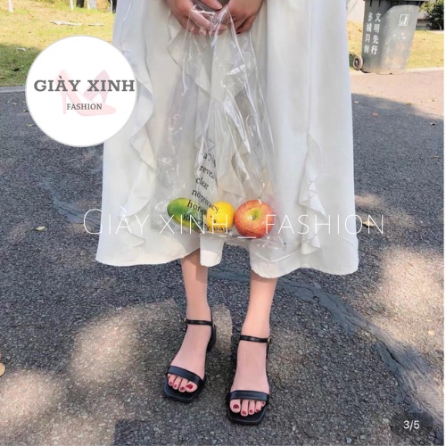 Sandal cao gót quai mảnh gót vuông 3 phân Mã S24