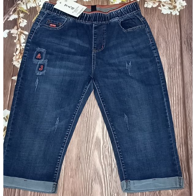 Quần jean lửng lưng thun cạp cao bigsize