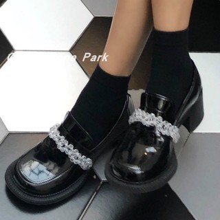 (FREESHIP - ẢNH THẬT) Giày Lolita nữ đế cao - Giày Mary jane nữ đính cườm ulzzang cao 3-5cm