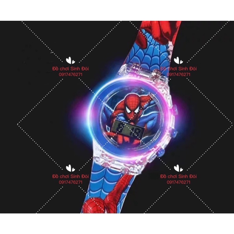 Đồng hồ trẻ em hình siêu nhân nhện có đèn