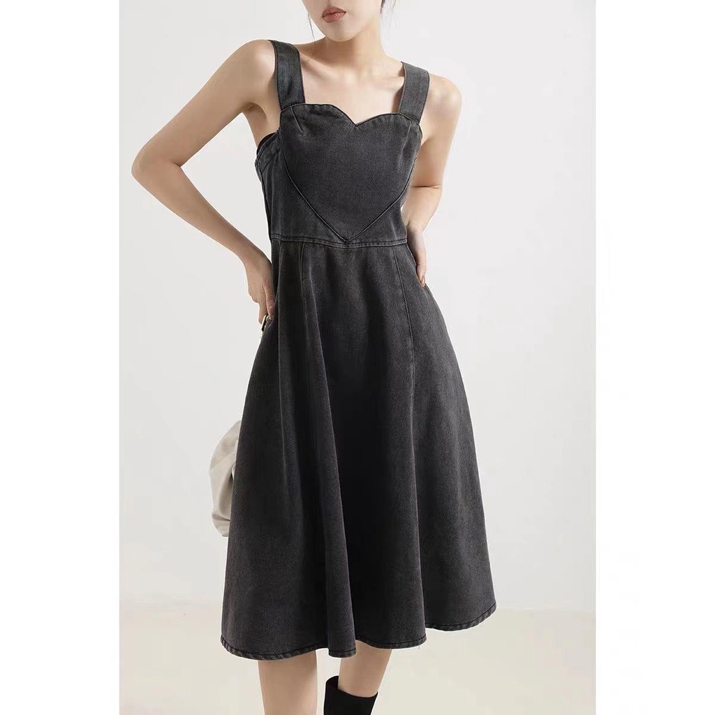 Đầm Denim Hai Dây Dáng Ôm Phong Cách Hàn Quốc Cổ Điển Thời Trang Mùa Hè Hàng Mới 2022 Dành Cho Bạn Nữ