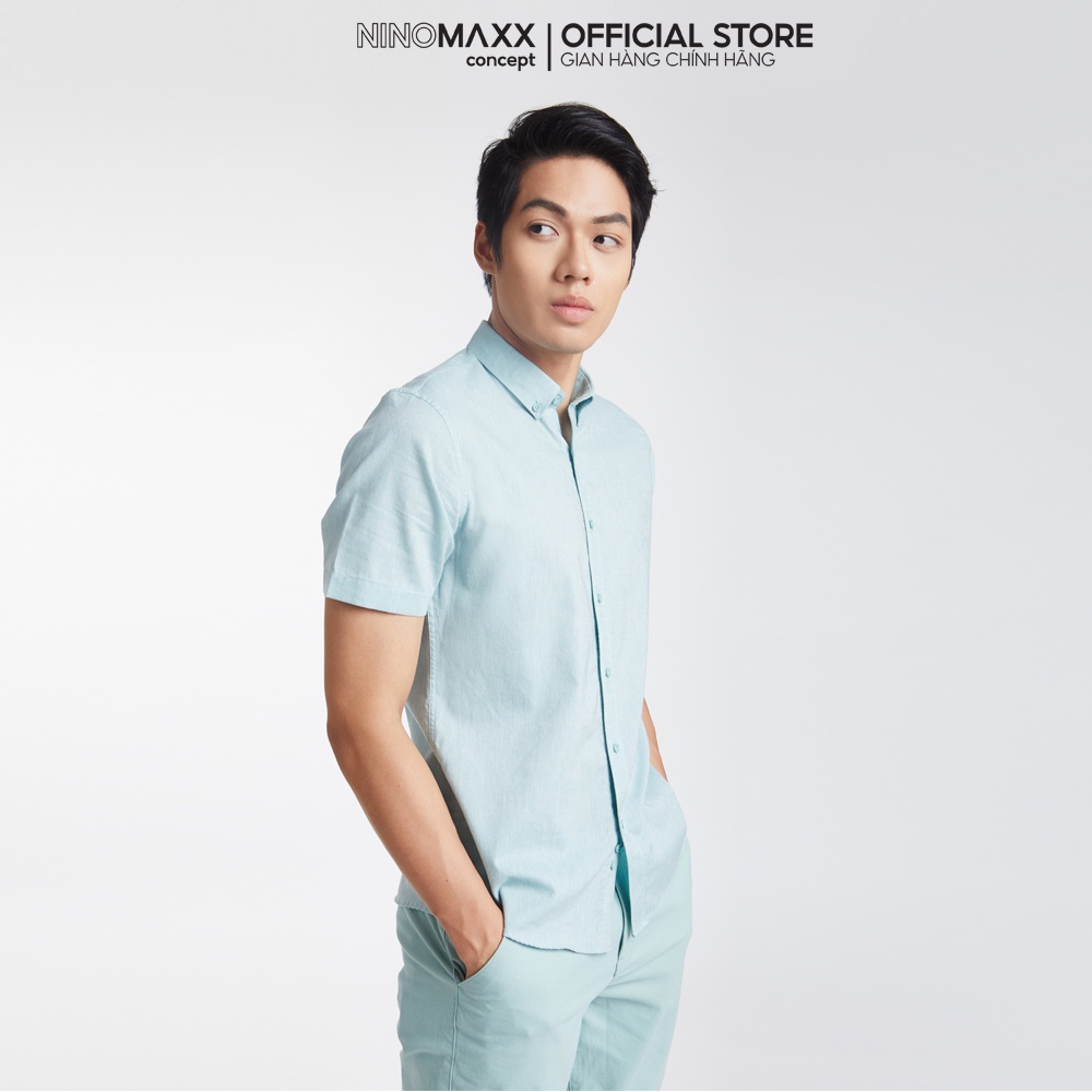 NINOMAXX Limited Edition Áo sơ mi Linen Basic Nam tay ngắn 1912098