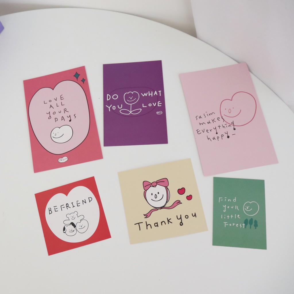 Set 6 bưu thiếp họa tiết đáng yêu