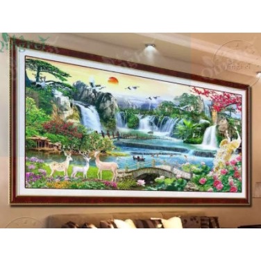 TRANH THÊU CHỮ THẬP PHONG CẢNH E102  - chưa thêu