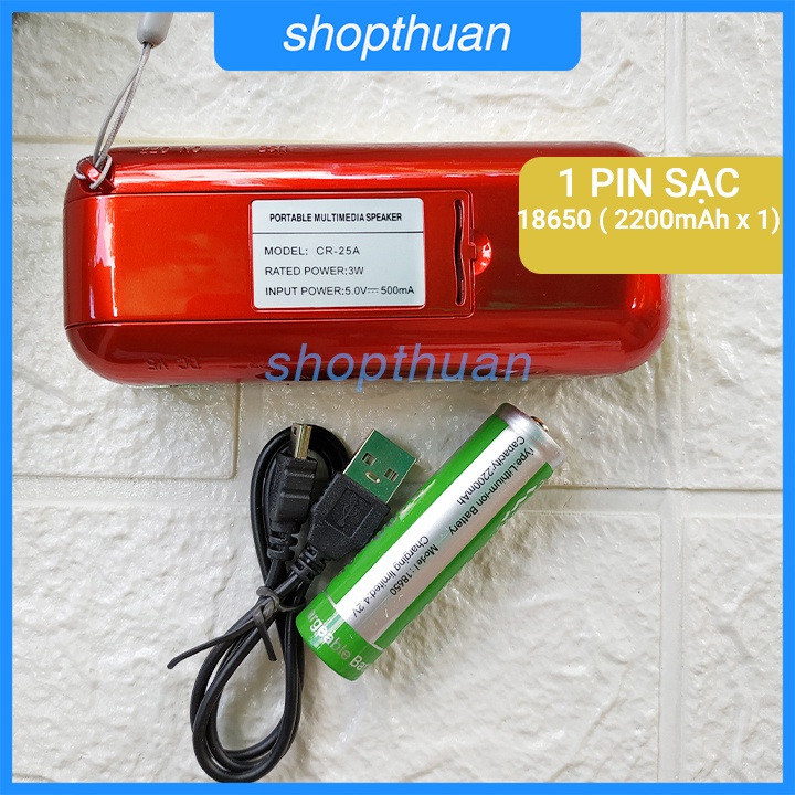 [Mã ELHACE giảm 4% đơn 300K] Loa Thẻ Nhớ Craven CR-25A 1 Pin Rời - Nghe USB, Thẻ Nhớ, FM Radio, Có Chế Độ Đồng Hồ