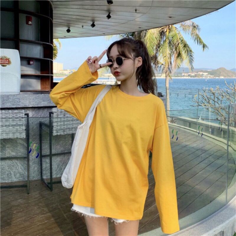 Áo thun tay dài màu vàng