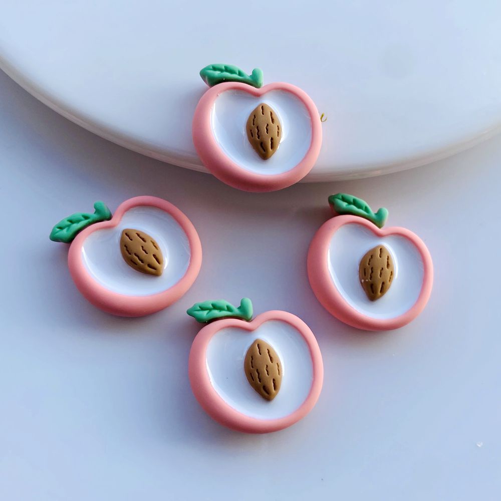 Set 10 Kẹp Tóc Hình Trái Cây/Quả Đào/Quả Đào Bằng Nhựa Resin Nhiều Màu Dành Cho Trang Trí Điện Thoại DIY