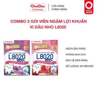 Combo 2 Bịch Viên ngậm lợi khuẩn L8020 Chuchu Baby vị Sữa Chua, Dâu, Nho chính hãng [Chuchu Baby]