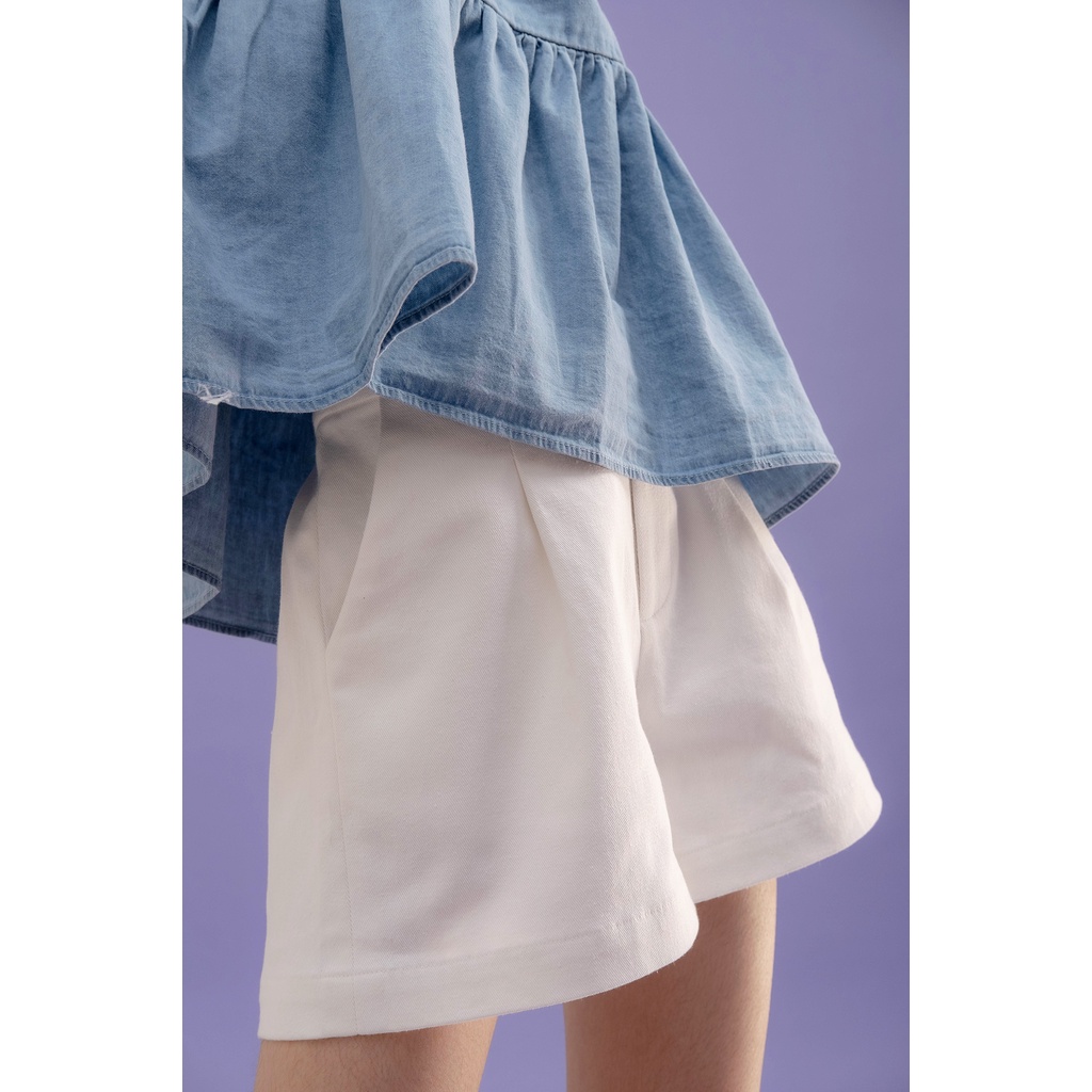 Quần short kaki ống rộng màu trắng LENclothing 8198