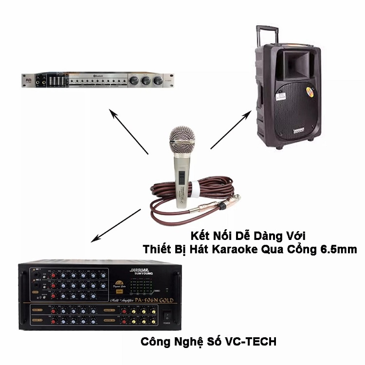 Micro TOMAHAWK Chuyên Hát Karaoke, Made In Japan, Dây Dài 6m, Hút Giọng - Hát Nhẹ - Chống Hú - Khung INOX Chắc Chắn