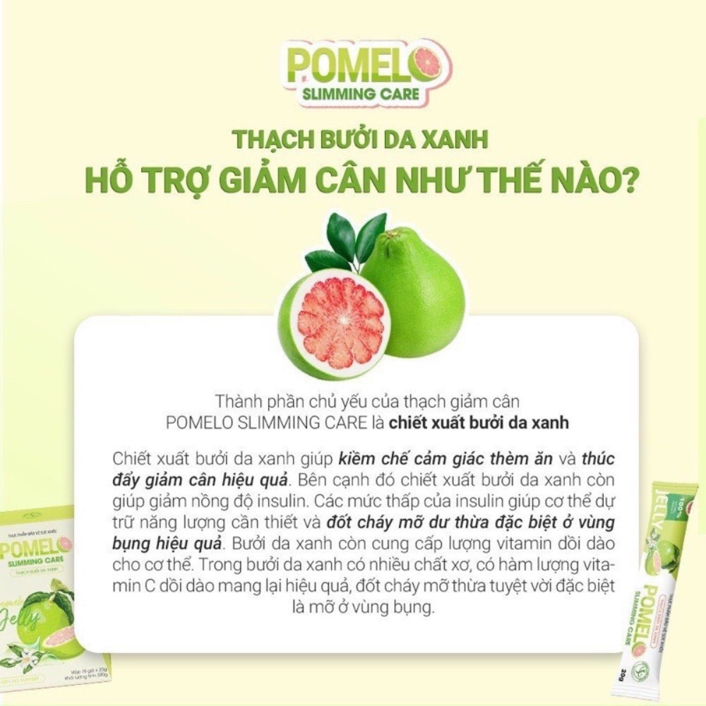 Thạch Bưởi Da Xanh POMEL SLIMMING, Giảm Cân, Giữ Dáng Hiệu Qủa An Toàn - Hộp 15 gói [ CHÍNH - HÃNG - 100% ]