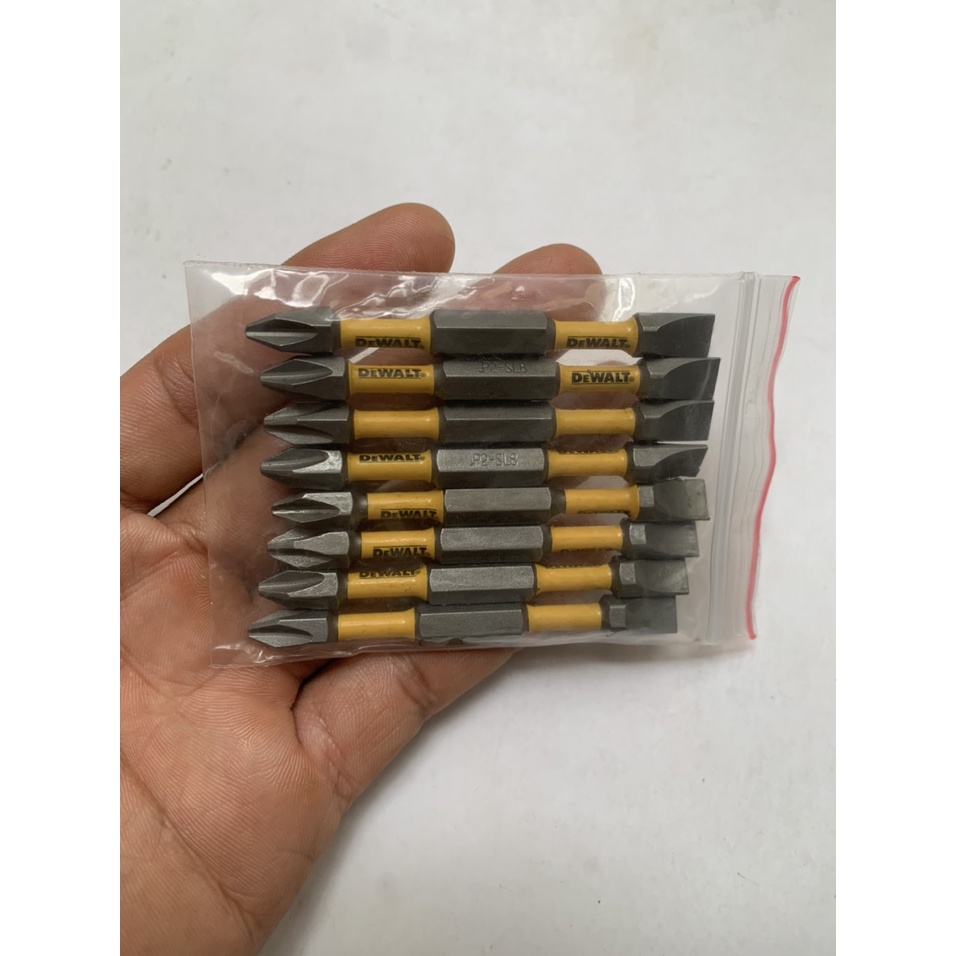 ( Khuyến mãi ) Túi 8 mũi vít Dewalt hai đầu PH2 - SL8 dài 70mm chính hãng có từ