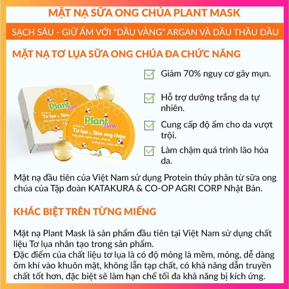 Mặt Nạ Tơ Lụa Sữa Ong Chúa Ngừa Mụn Sáng Da LaFla Plant Mask 20gr | Thế Giới Skin Care