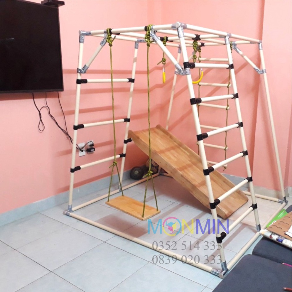 Xà đu đa năng Satech - Khung vận động cho bé - Hình hộp thang cân - Bộ cao 1.3m: Trò chơi 1 3 4 5 16