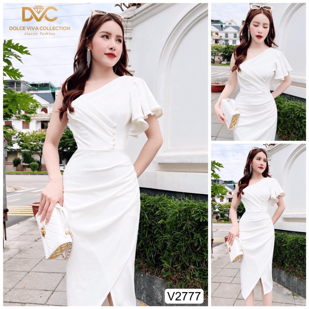 (HCM) Đầm body trắng dự tiệc sang chảnh quyến rũ tôn dáng sành điệu , thời trang y hình KB FASHION
