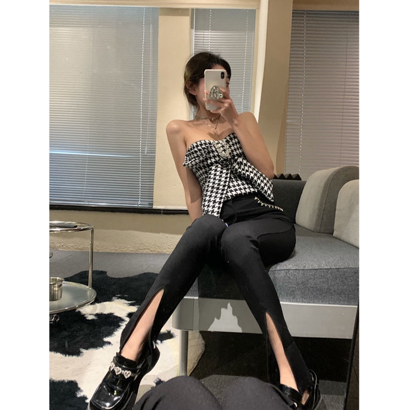 Sexy Women's Glamorous Summer Style Plaid Short-Sleeve Blouse With Bow Bow Anti-Glare