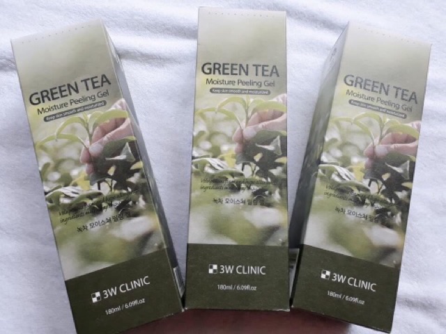 Gel tẩy tề bào chết trà xanh 3w Clinic green tea moisture peeling gel 180ml