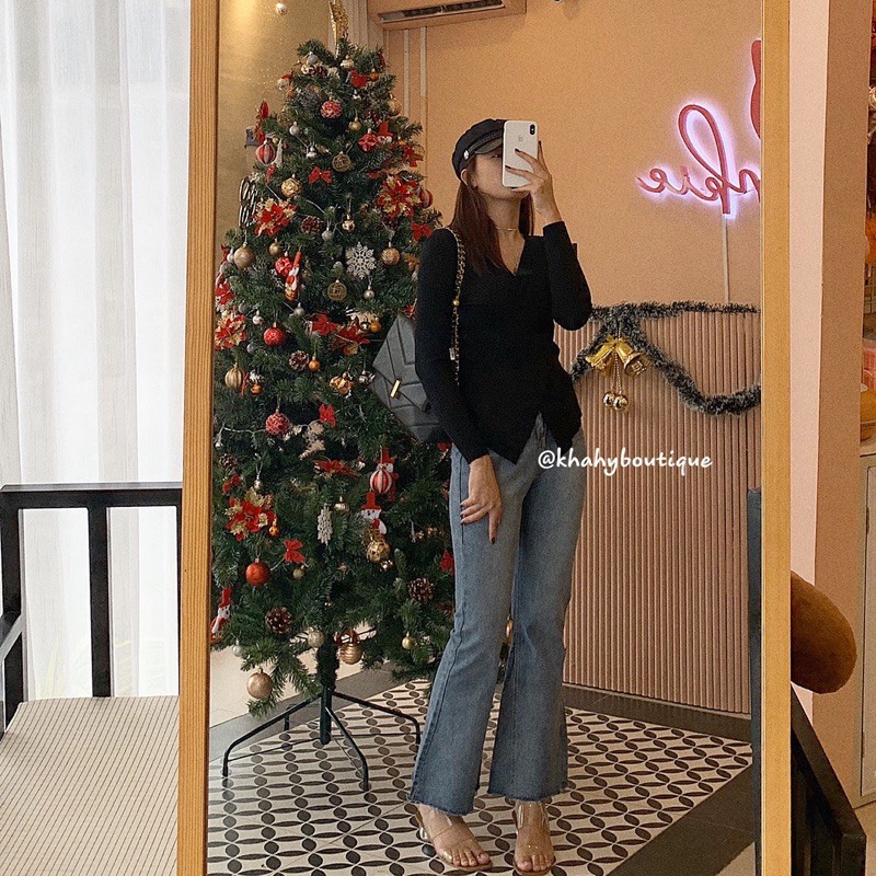 [Ảnh thật] Jeans ôm loe chân